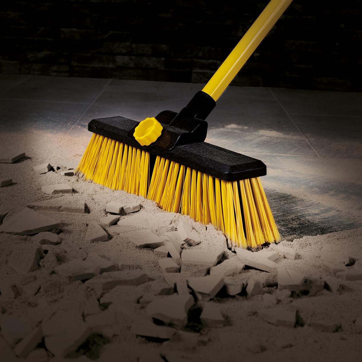 CHARLES BENTLEY 14" Bulldozer Broom, Heavy Duty Garden Broom, Dual Stiff PVC Bristles, Telescopic Handle, Comfortable Foam Grip, Outdoor Cleaning, Yard, Patio, Driveway, Large Debris (35.5x6x144cm)