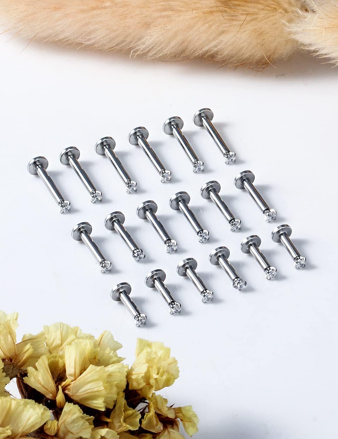 Vsnnsns 14G Lip Rings Stainless Steel Tragus Helix Conch Piercing Jewelry Snake Bite Piercing Monroe Lip Rings Labret Medusa Cartilage Lobe Earrings Studs Piercing Jewelry 6MM 8MM 10MM Silver 18PCS
