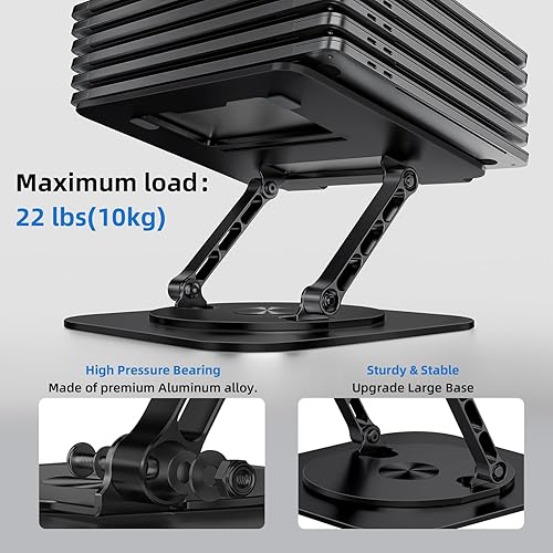 Miniatura 5 de MCHOSE Soporte para computadora portátil para escritorio, elevador ergonómico para laptop con base giratoria de 360, soporte plegable para