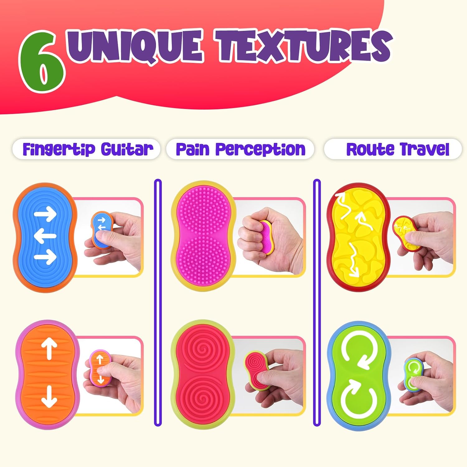 6PCs Magnet Sensory Fidget Toys for Kids - 6 Pack Silicone Fidget Magnetic Slider for Autism, Anxiety & ADHD, Calming Tools for Adults Office Desk / Travel Classroom Must Haves, Gifts for Kids