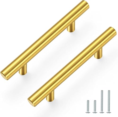 Vista 31 de Estmoon Paquete de 30 pomos de latón cepillado dorados para cajones, de acero inoxidable dorado cepillado para armarios, armarios, baño, accesorios