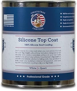 Countryman Coatings - 100% Silicone Roof Coating Restore Your Roof in a Day Seal Leaks, Cracks, Seams, Penetrations Adheres to All Surfaces (1 Quart, White)