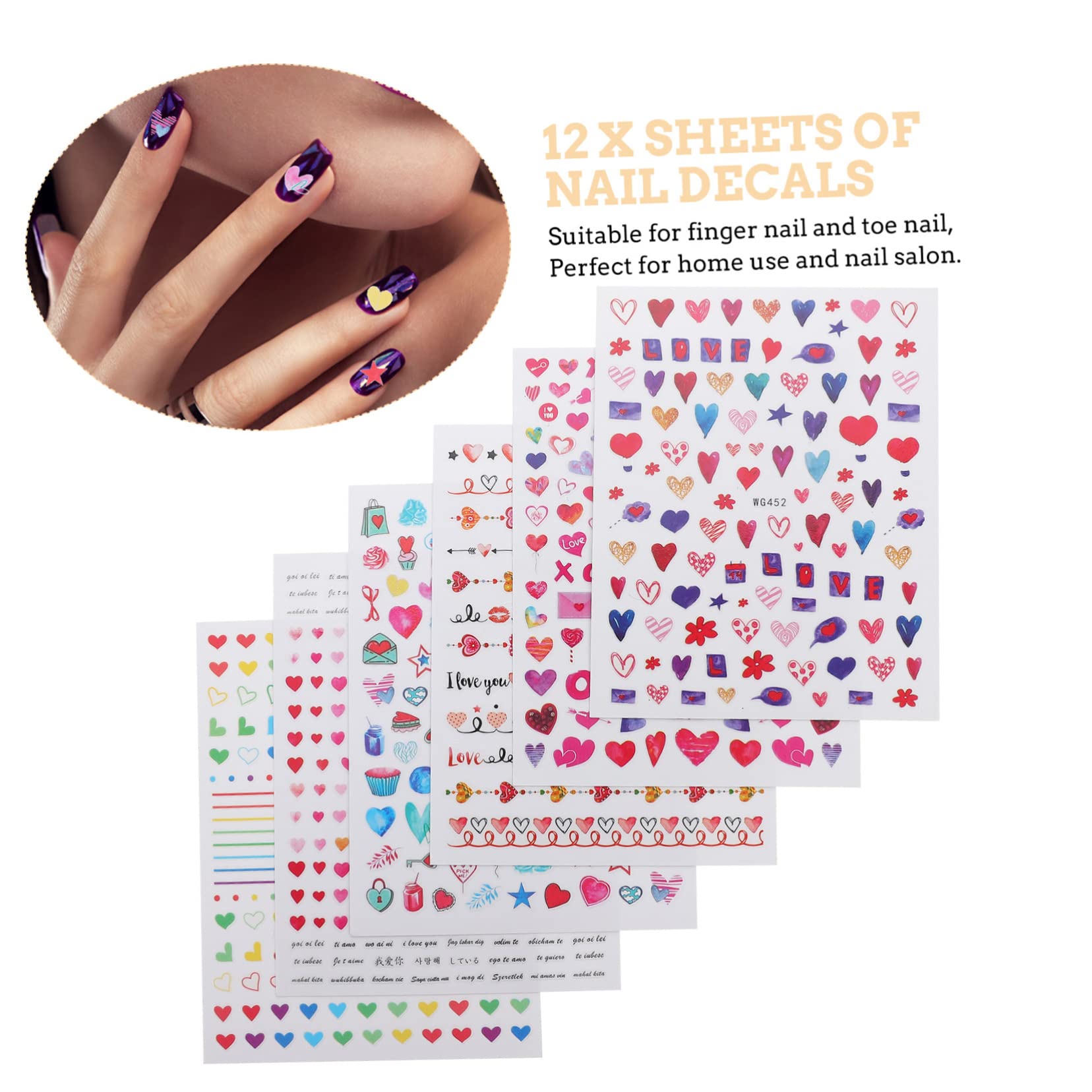 minkissy 36hojas Pegatinas De Uñas Para San Valentín De Decoración De y Labios Para Manicura y Nail Art Salón