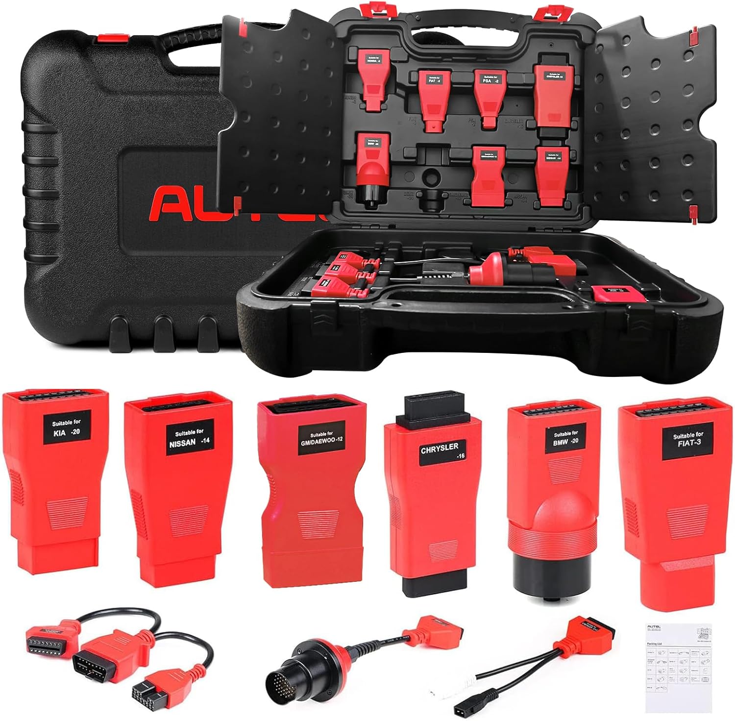 Autel OBD Adapter Kit with Blow-Molded Carrying Case, 11 Pcs OBD Connectors Compatible with All Autel Scanner Tablet Device