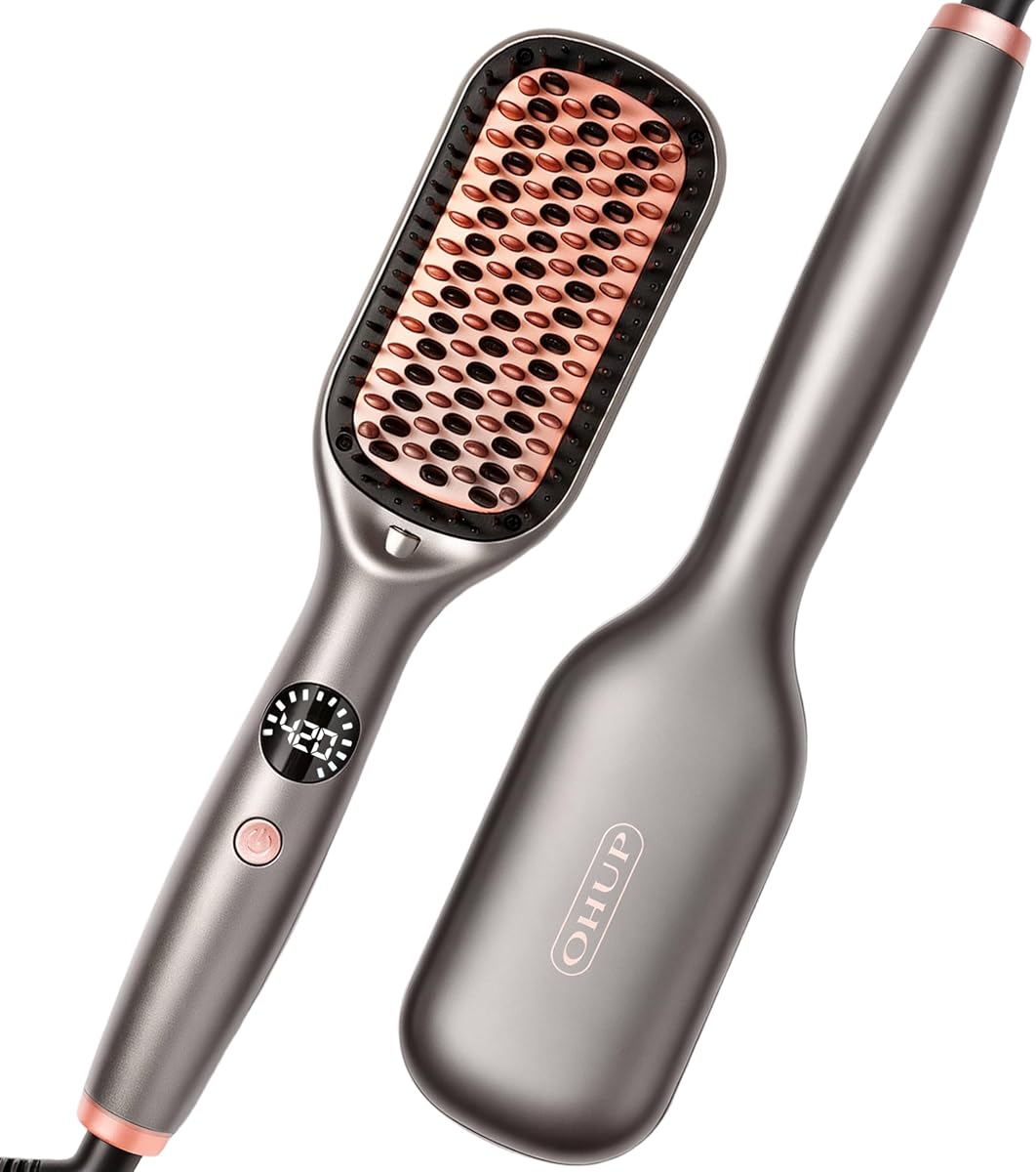 110-240V Global Travel Hair Straightener Brush, Grey