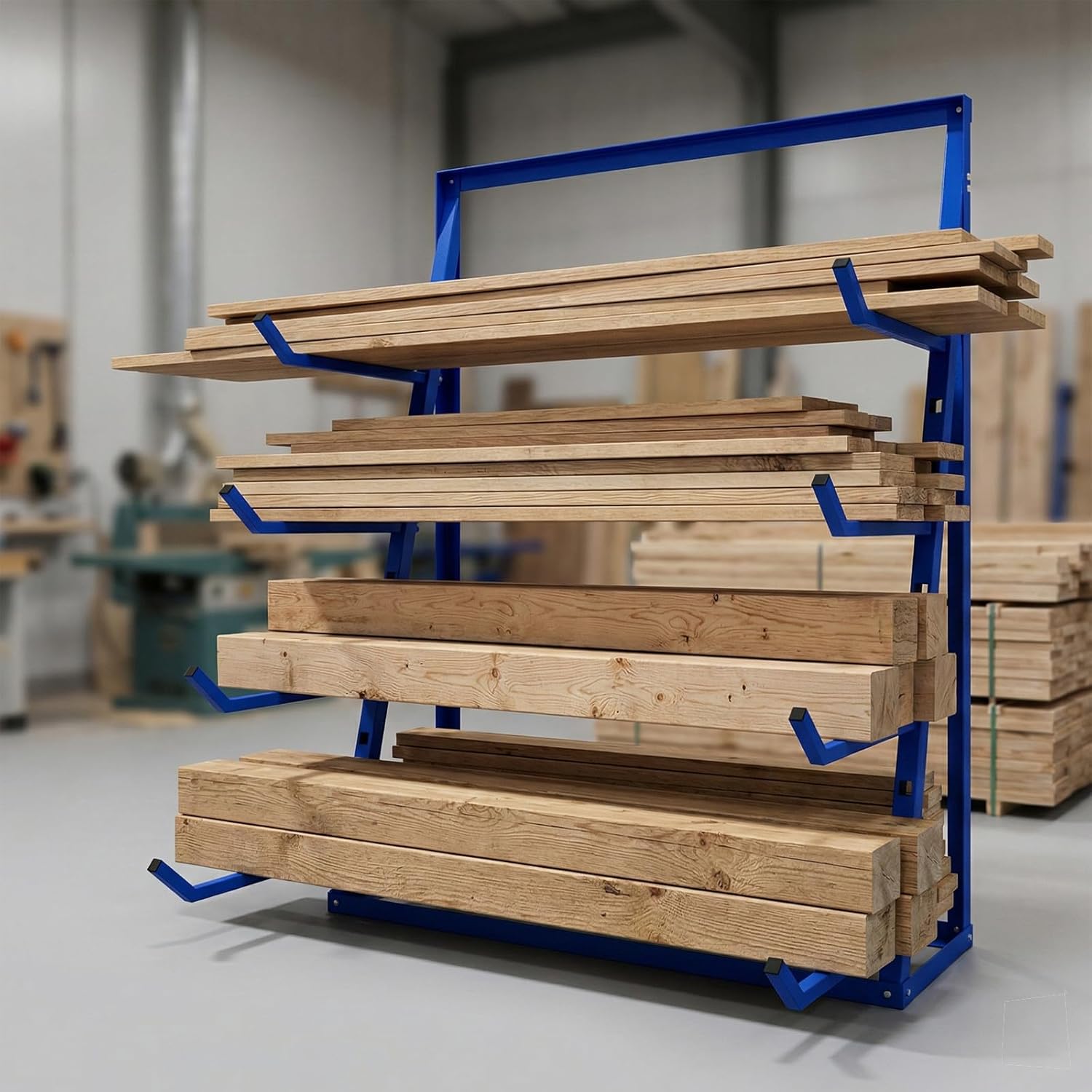 4000lbs Lumber Storage Rack 4 Tier Heavy Duty Cantilever Rack for Garage Workshop, Alloy Steel Horizontal Storage System, Adjustable Wood and Alloy Steel Pipe Organizer for Shed, Free Standing