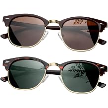 KANASTAL Semi Rimless Polarized Sunglasses for Men Women Browline Sun Glasses with UV400 Half Frame Shades 2 Pack