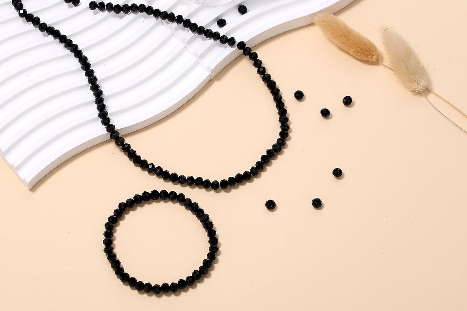 ZHIYUXI 400pcs Black Beads for Bracelets for Jewelry Making Black Glass Beads Small 6mm Beads Bulk Arts and Crafts Hole Drilled DIY Necklace Earrings - Image 3