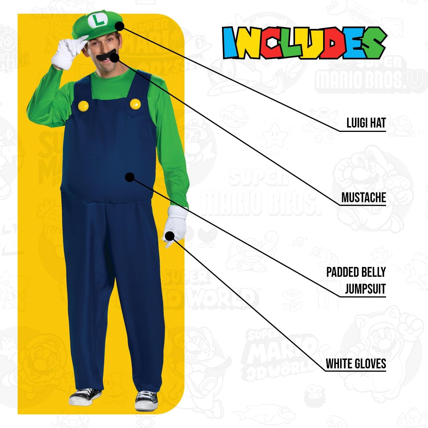 Disguise Men's Plus Size Luigi Deluxe Adult Costume