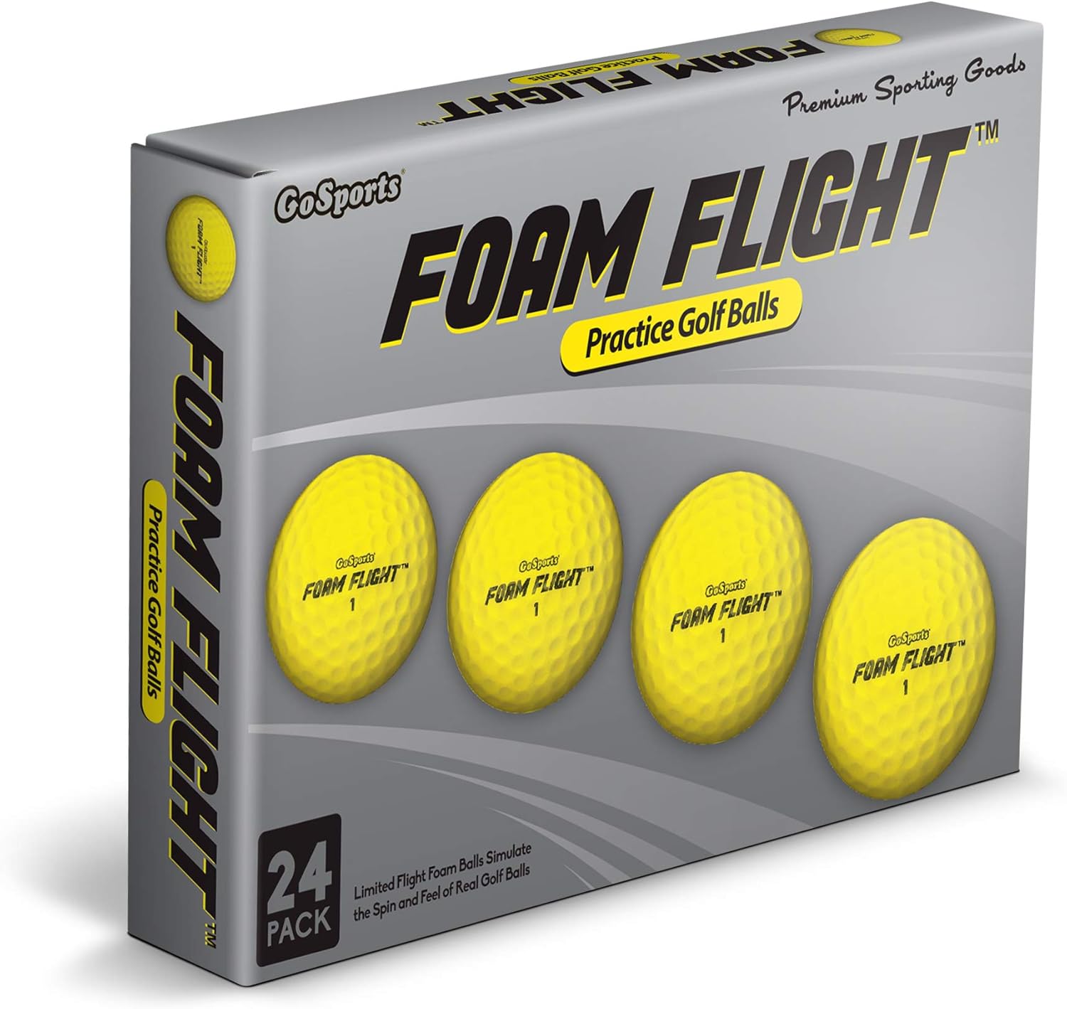 GoSports Foam Flight Practice Golf Balls - Choose White or Yellow - Pack of 24 Limited Flight Training Balls