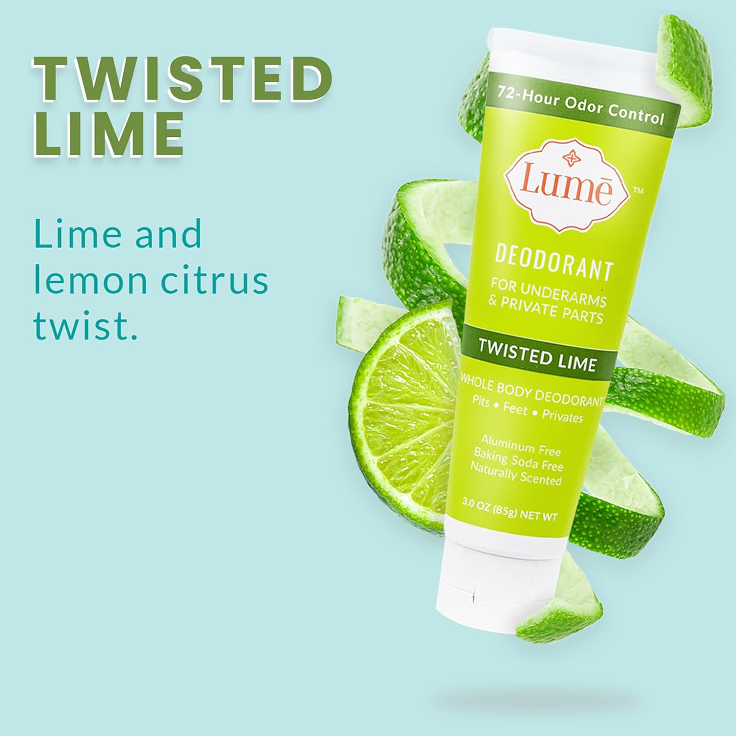 Lume Deodorant For Underarms & Private Parts 3oz Tube (Twisted Lime) : Beauty & Personal Care