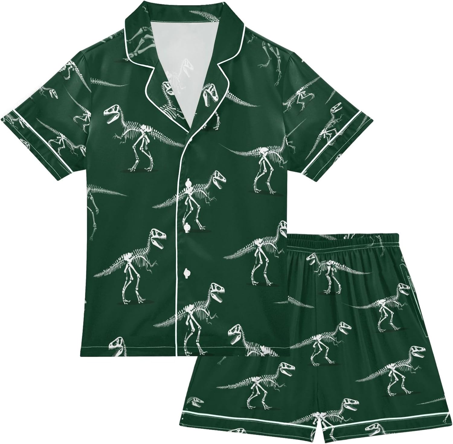 Silk Pajama Sets Short Sleeve Pajamas Soft Sleepwear 2 Piece Pjs Set