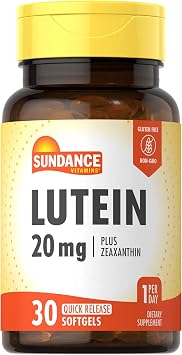 Sundance Lutein 20mg | 30 Softgels | with Zeaxanthin | Non-GMO and Gluten Free Supplement