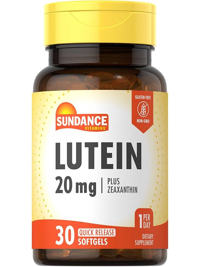 Sundance Lutein 20mg 30 Softgels with Zeaxanthin Non-GMO and Gluten Free Supplement