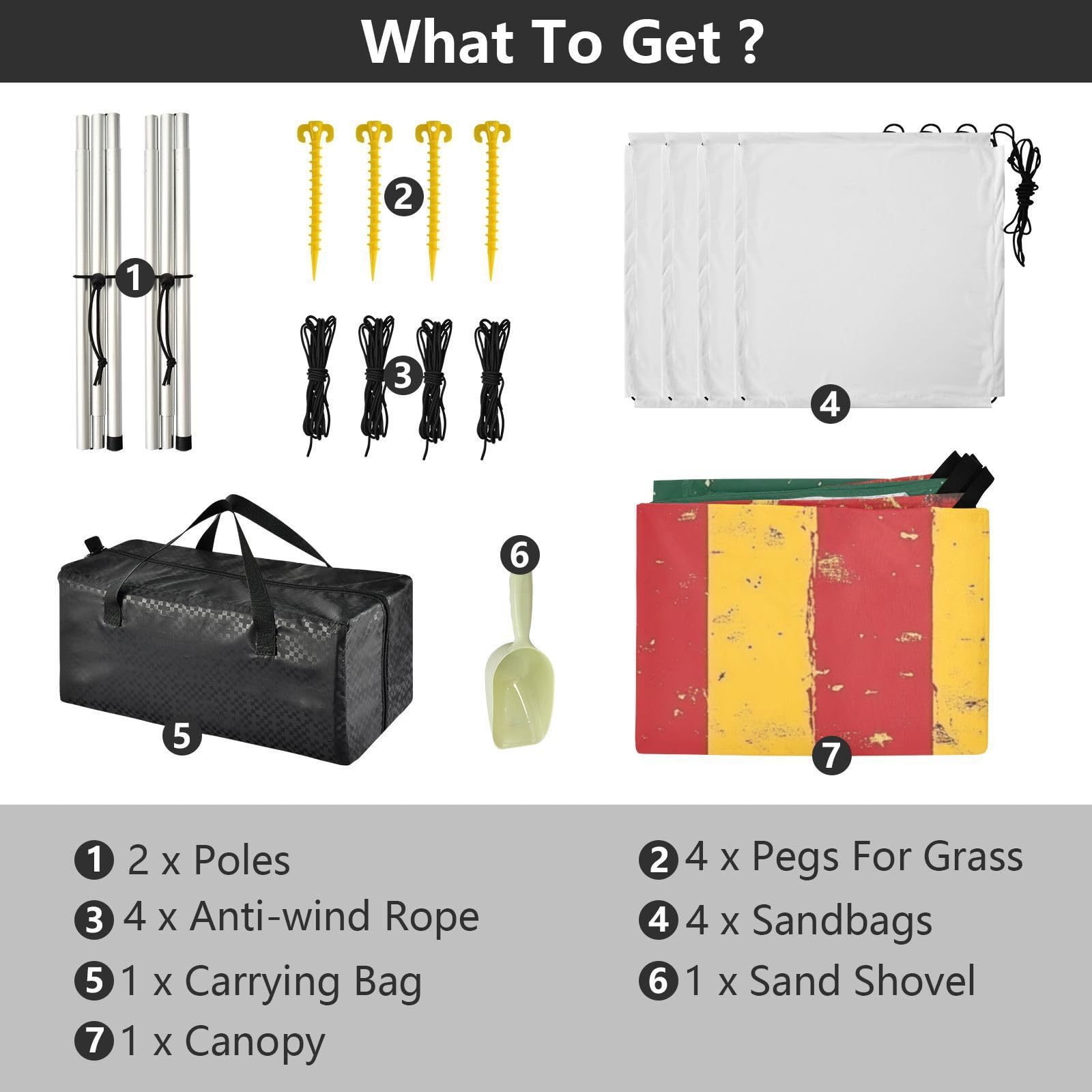 National Vietnam War Veterans Day Army Stable Beach Tent UPF50 Waterproof Large Sun Shelter with Sandbags & Sand Shovel for Family Travel