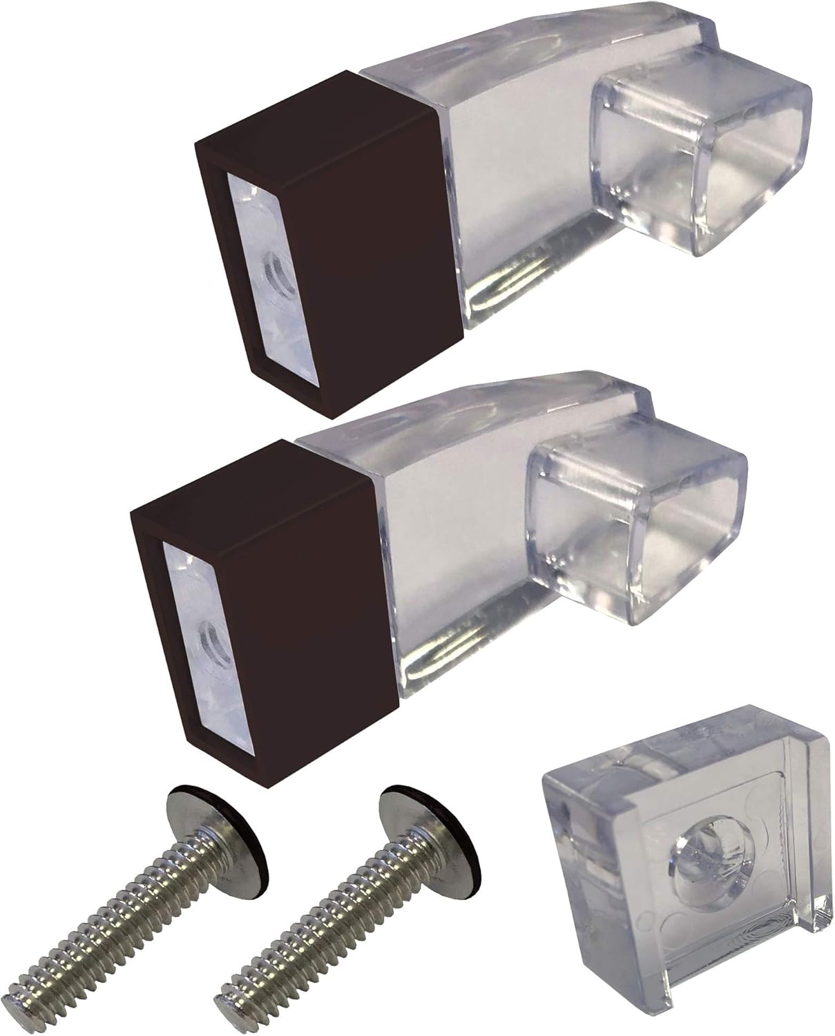 Gordon Glass Clear Acrylic Towel Bar Brackets with Oil Rubbed Bronze Sleeve and Clear Acrylic Finger Pull - Kit