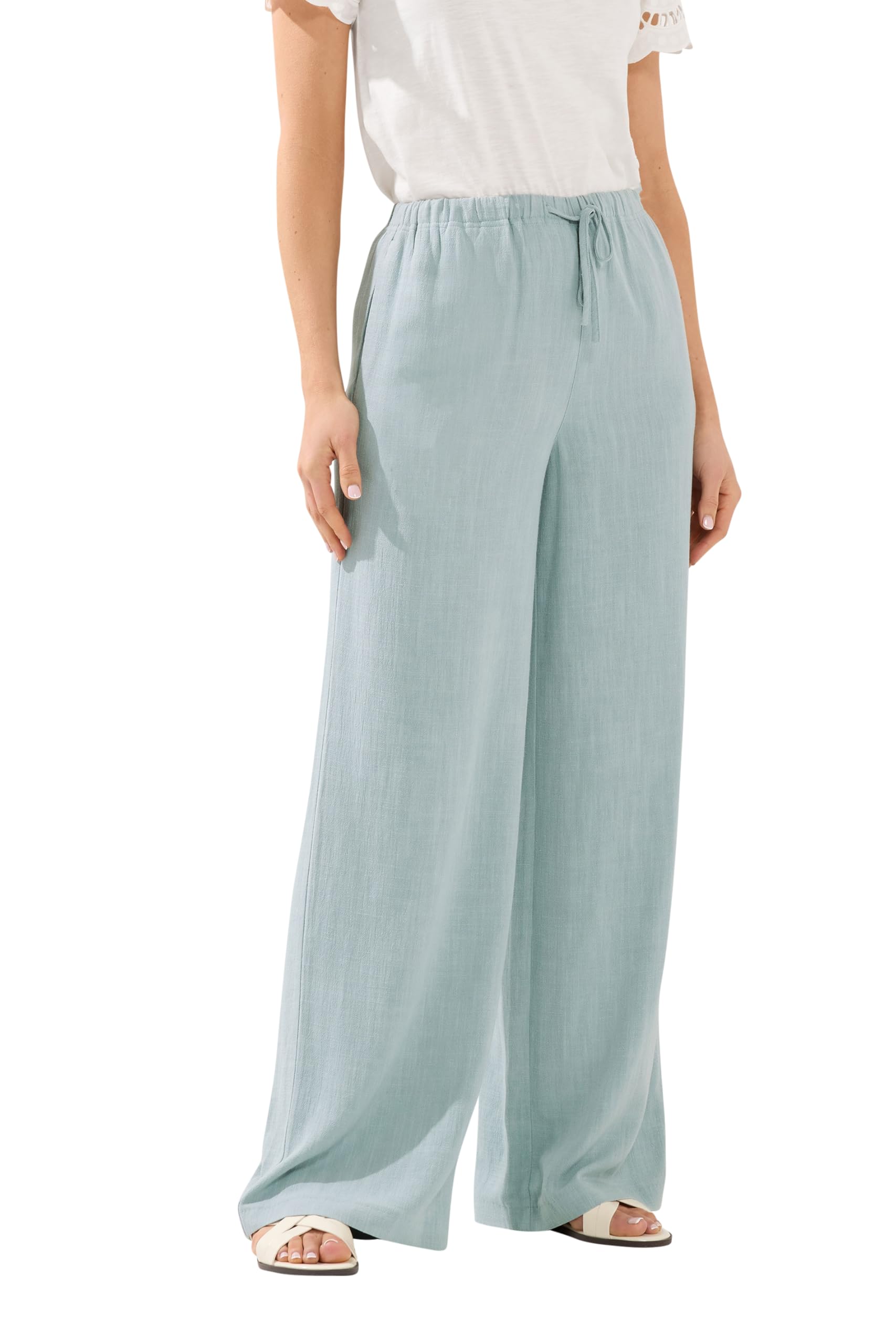 Long Tall Sally Women's Light Blue Tall Wide Leg Linen Trousers In | : Large
