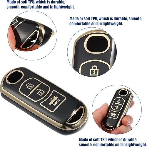 Miniatura 10 de ACROPIX Funda de TPU para llavero de entrada sin llave de 3 botones para Mazda 2 3 6 CX3 CX4 CX5 CX7 CX9 Atenza Axela MX5 Miata - Paquete de 1 azul