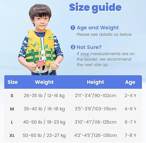 Vista 62 de Gogokids Chaqueta salvavidas para niños y niñas, traje de baño flotante