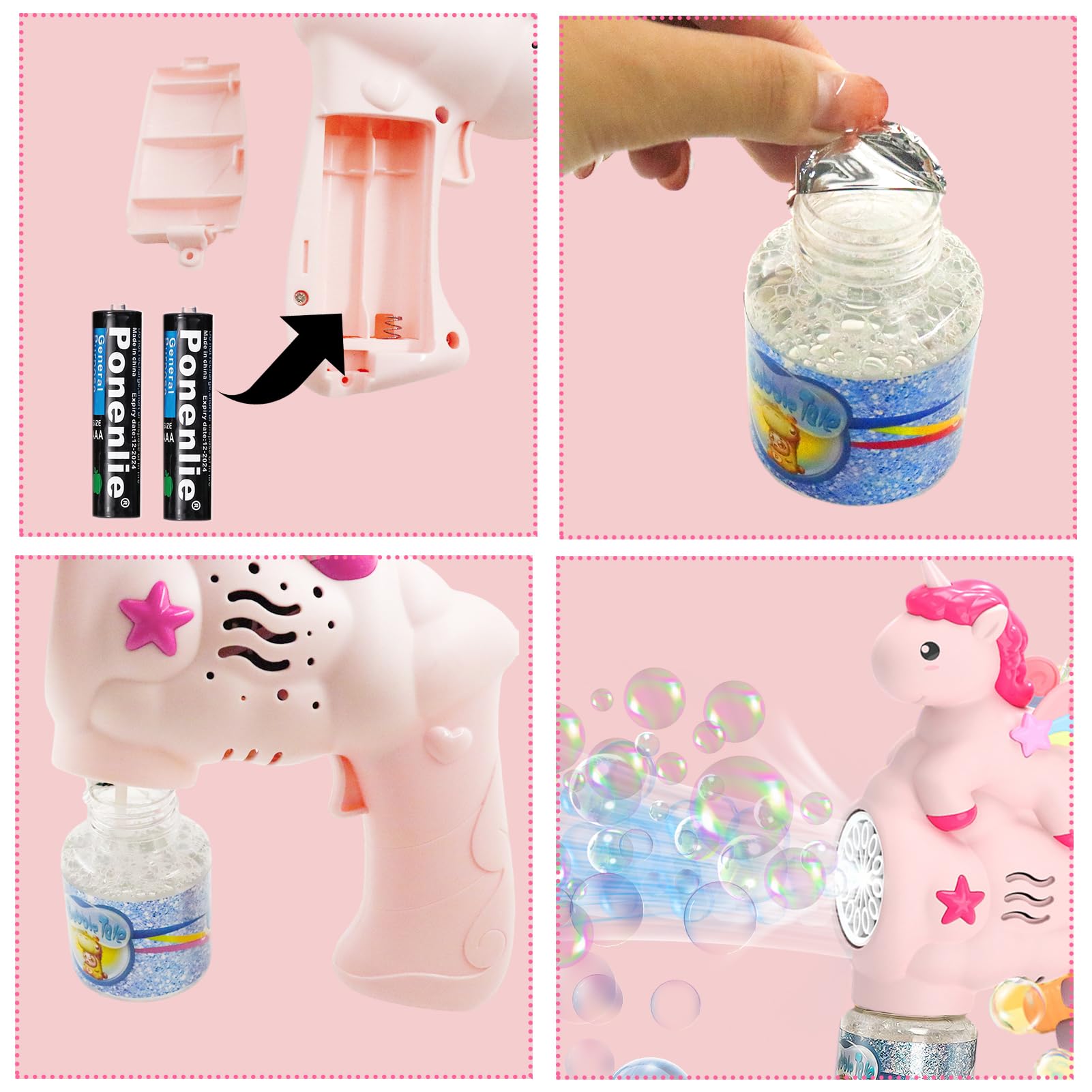 Pistola de Burbujas,Máquina de burbujasde Unicornio,Pistola Burbujas de jabon niños,Pistola de Burbujas automática,Máquina Automática Pompas de Jabón,para Niños,Adultos,Cumpleaños,Juguete de Verano