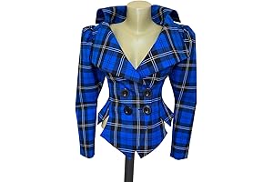Royal Blue Vintage Style Tartan Tailored Jacket