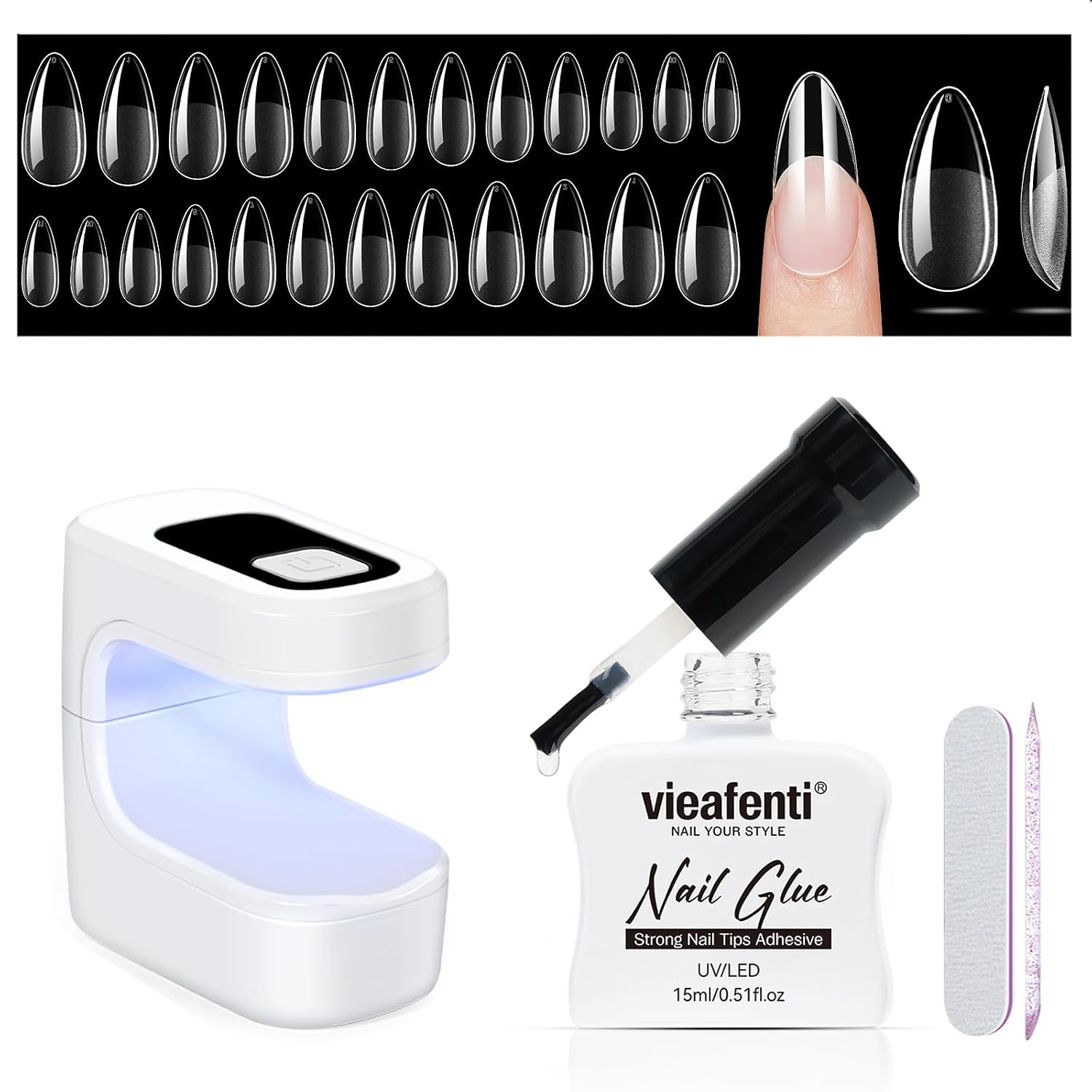 Gel Nail Tips Kit - Short Almond Full Cover for DIY Manicure