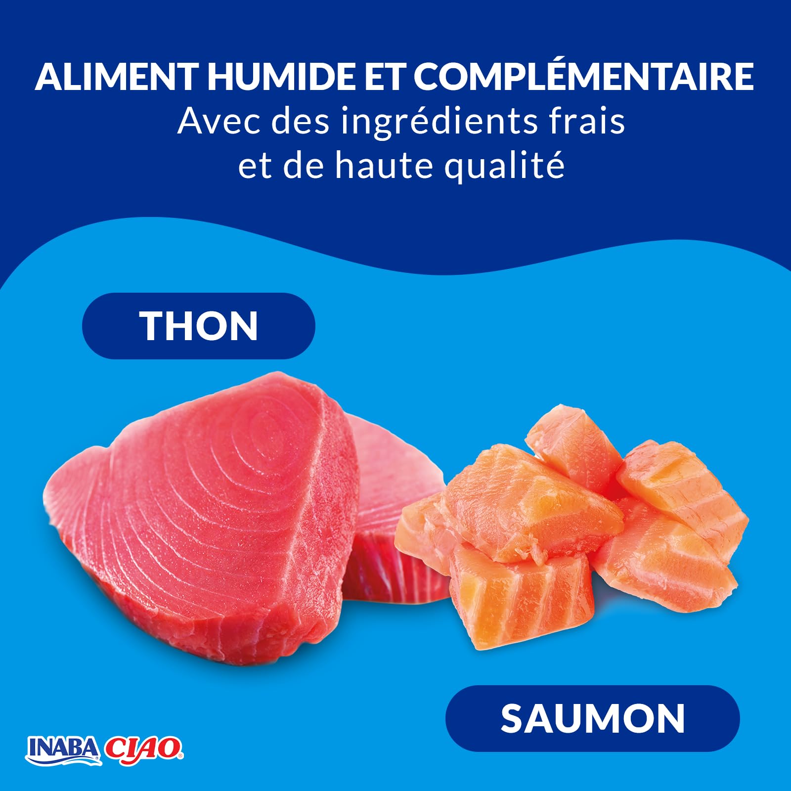 INABA Ciao - Bisque Thon & Saumon - Friandise pour Chat Humide - 1 x 40g - Délicieuse et Saine - Purée - Plat d'accompagnement - Complément Naturel et sans céréales - Pâtée pour Chat