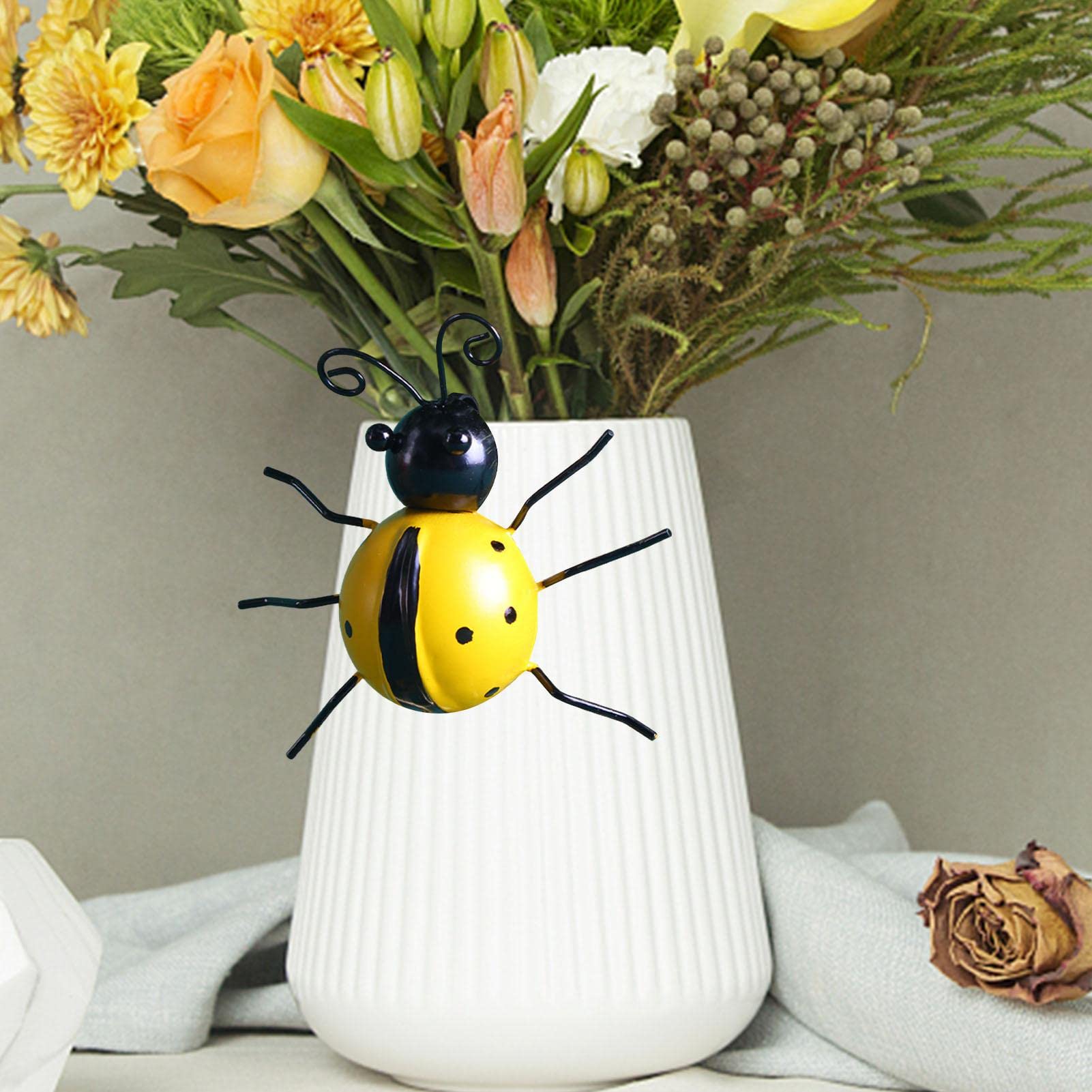 6pcs Belle Figurine De Coccinelle Jardin Ornements De Décor De Coccinelle Pour Chambre D'enfants