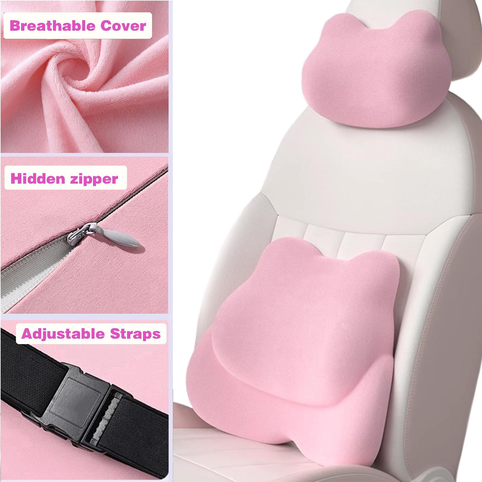Almohada Lumbar de la Ayuda for la Almohada Lumbar de la Espuma de la Memoria de la Almohada del Cuello del Coche for el Alivio del Dolor de Espalda Baja(Red)