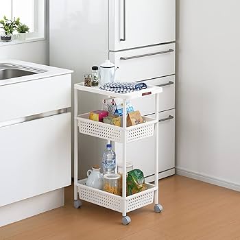 ホワイト 3段式キッチンワゴン×2台売り　2つまとめて！ 引出し・木製ふた付きワゴン3段(ホワイト KF83) | ニトリネット