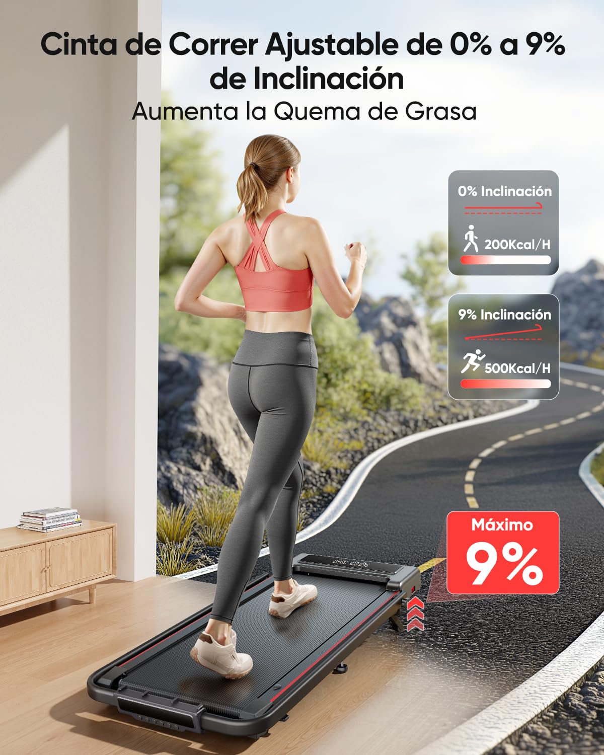 6 en 1 Cinta de Correr Plegable, 9% Inclinación, TOPUTURE 2.5HP Cinta de Andar Escritorio para Hogar/Oficina, LED Pantalla Dual, Control Remoto Magnético Mute, 12KM/H Walking Pad, App & Bluetooth