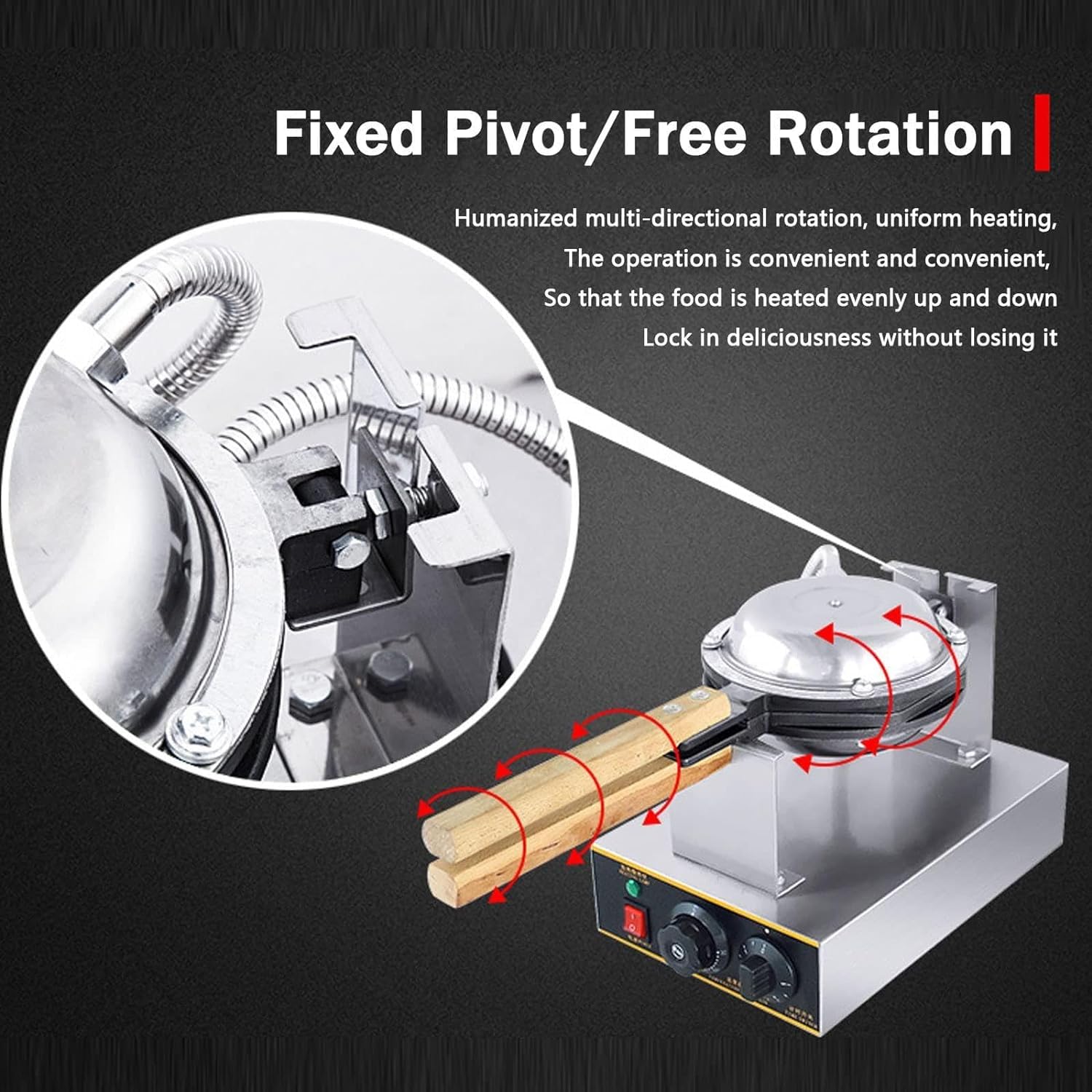 PYY Gaufrier à bulles – Machine à gaufrer commerciale en forme d'œuf, rotation à 180°, revêtement antiadhésif, acier inoxydable Hong Kong électrique 1500 W, 50 à 250 °C, 30 cônes d'œufs