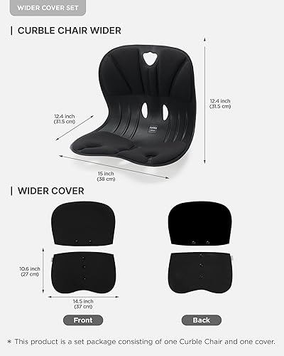 Miniatura 2 de curble Juego de fundas más anchas (estándar anchas), silla de apoyo de espalda baja con funda desmontable, corrector de postura de apoyo lumbar,
