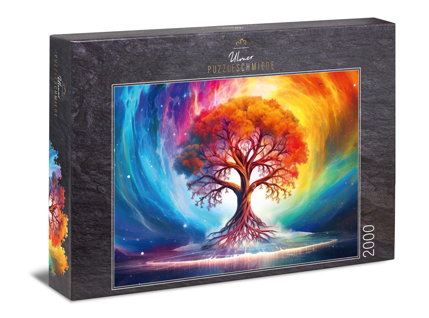 Ulmer Puzzleschmiede Puzzle de 2000 pièces « Universal Tree » - Motif arbre de vie aux couleurs intenses au design moderne