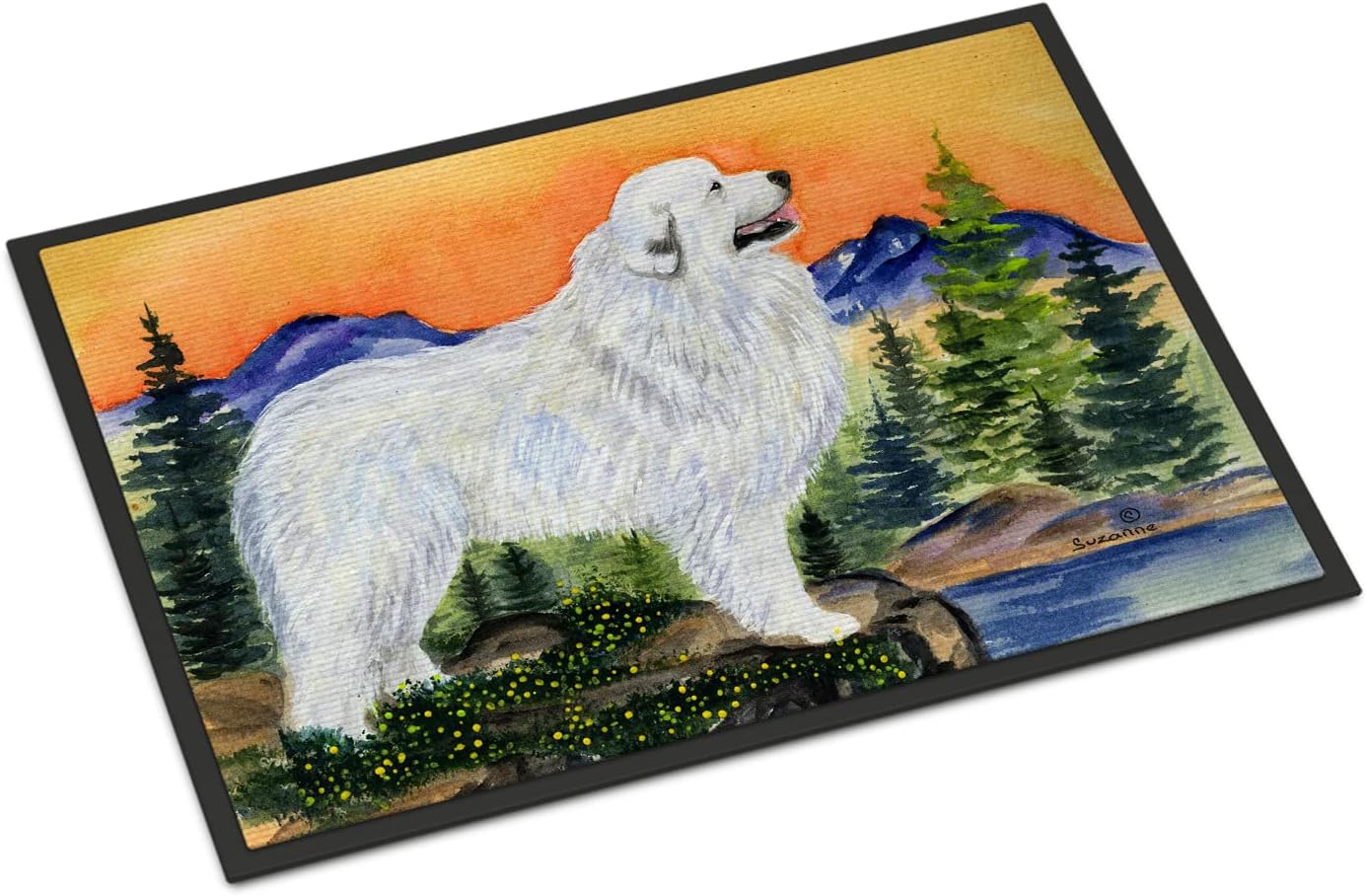Caroline's Treasures SS8183MAT Great Pyrenees Doormat 18x27 Front Door Mat Indoor Outdoor Rugs for Entryway, Non Slip Washable Low Pile, 18H X 27W