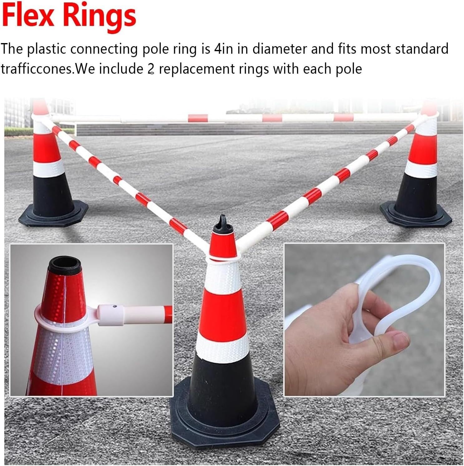 Paquete de 6 Conos de tráfico retráctiles de 1,2 a 2,1 m con Cinta Reflectante - Ideales para estacionamiento, construcción de Carreteras y barreras de Seguridad (Y/25pcs
