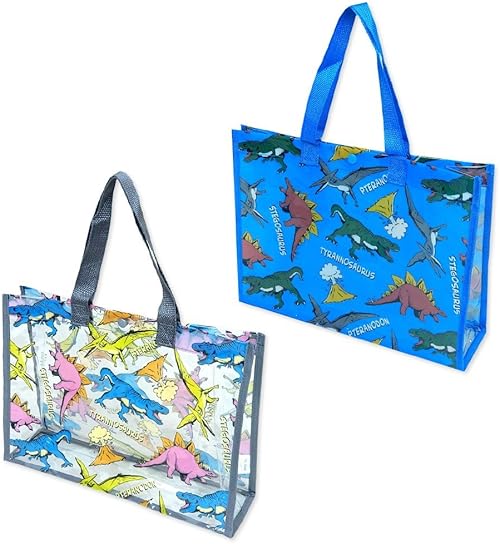 Amazon ブルー ワンサイズ 子供 ビーチバッグ プールバッグ トートバッグ 男の子 恐竜 総柄 男児 ベビー キッズ ジュニア キッズバッグ 財布