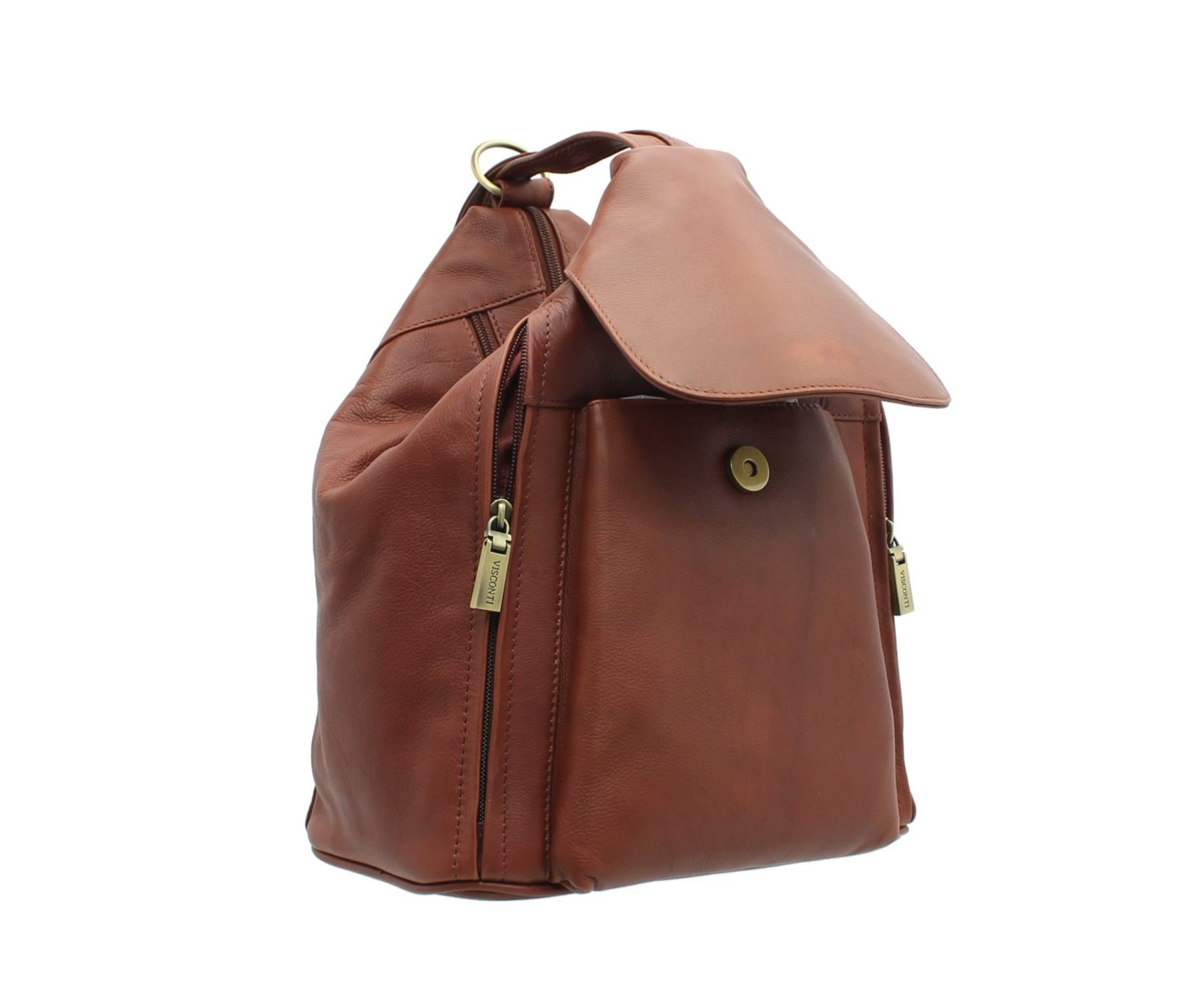 VISCONTI - Bolso Mochila de Mujer - Piel Auténtica - Multibolsillos - Pequeña - Correas Ajustables - Danii 18357