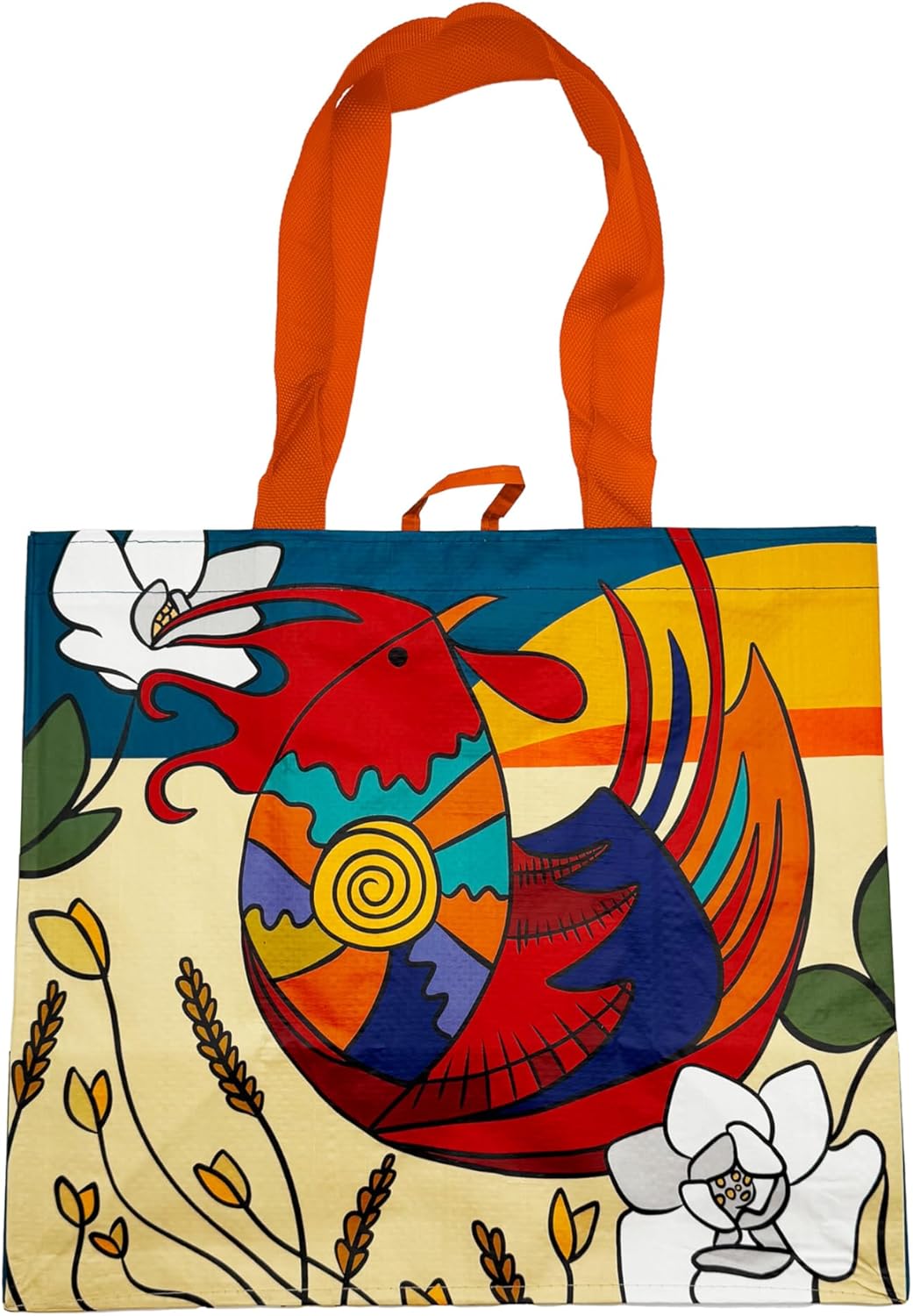 Earthwise Reusable Shopping Bags Extremely Durable Multi Use Large Stylish Fun Foldable Water-Resistant Totes Design - Rooster(Pack of 5) - Image 3