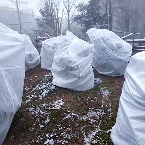 Miniatura 4 de Paquete de 4 cubiertas para plantas con cordón para árboles, bolsa de protección contra heladas, protección contra congelación de invierno, manta