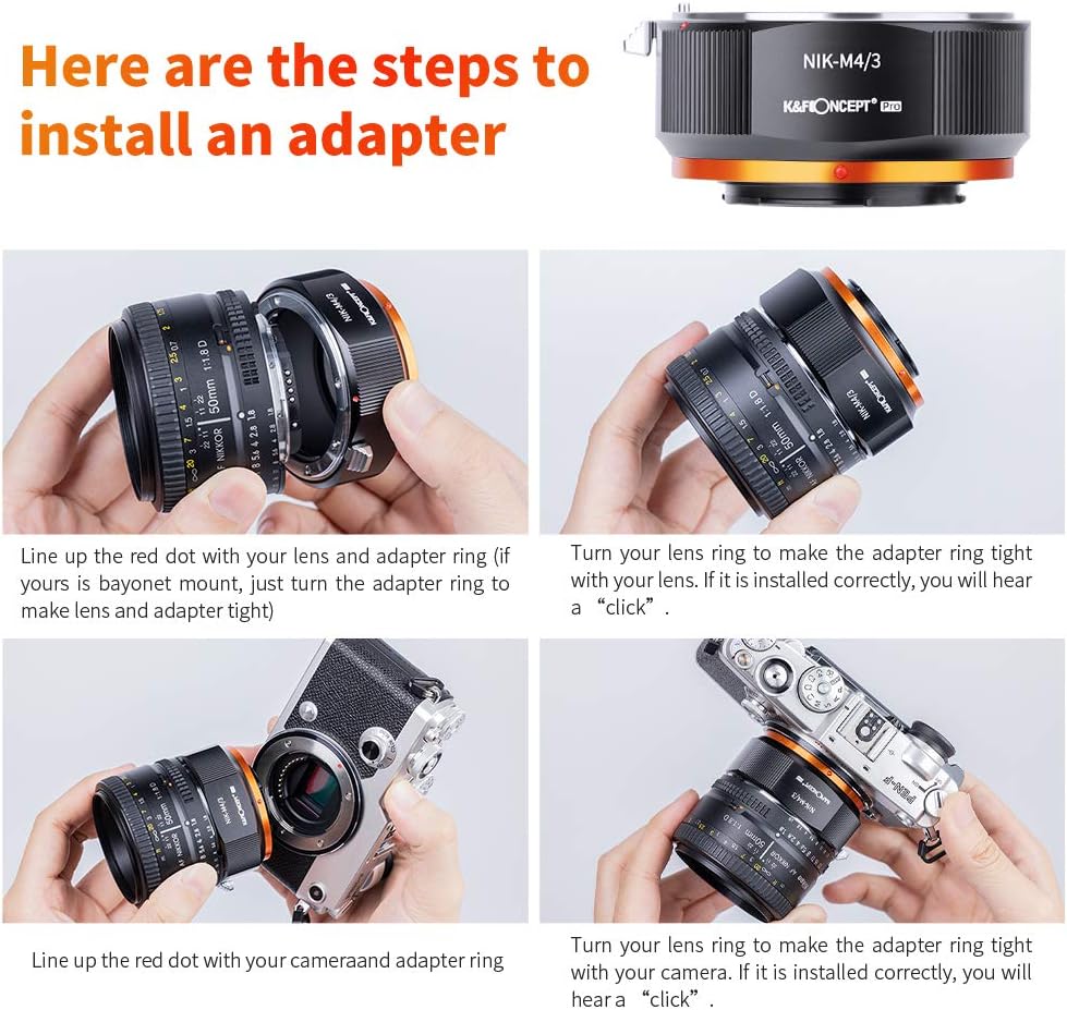 K&F Concept Lens Mount Adapter Compatible with Nikon AI F Mount Lens to Micro Four Thirds (MFT, M4/3) Camera with Matting Varnish Compatible for Olympus Pen E-P1 P2 P3 P5 E-PL1