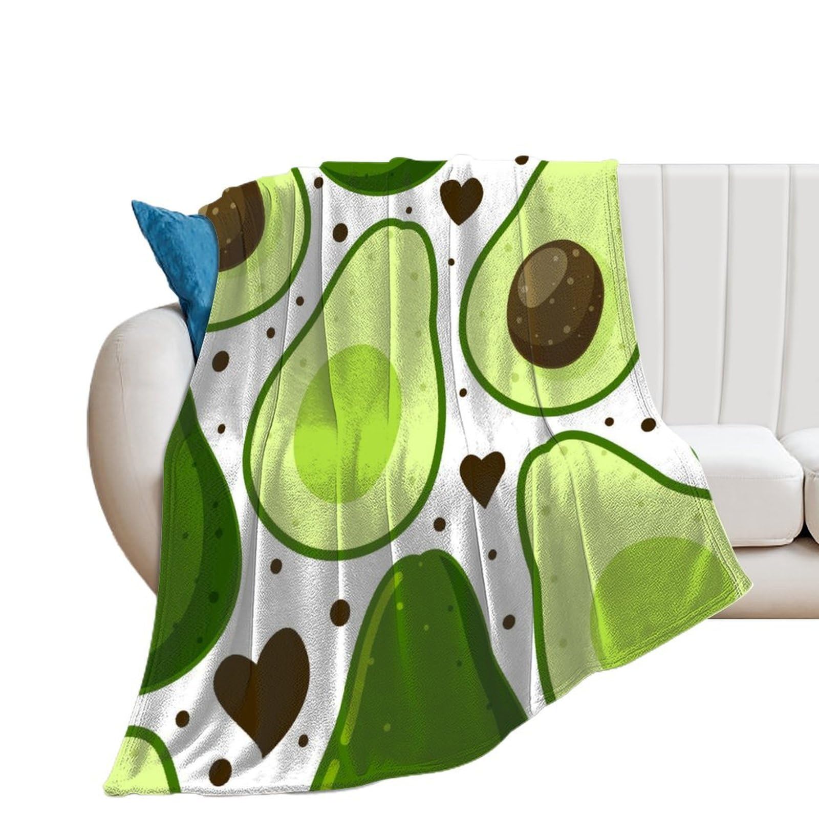 Plaid couverture polaire avocat vert 150x200cm lit chambre salon