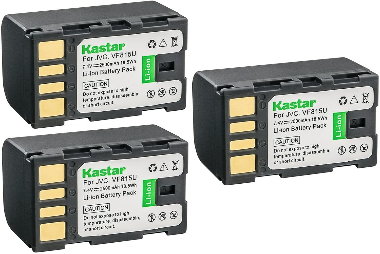 Kastar BN-VF815 Battery 3-Pack Replacement for JVC GZ-MG630AUS GZ-MG630R GZ-MG630RAA GZ-MG630RAG GZ-MG630REK GZ-MG630RUS GZ-MG630S GZ-MG630SAA GZ-MG630SAH GZ-MG630SEK GZ-MG630SUS Camera