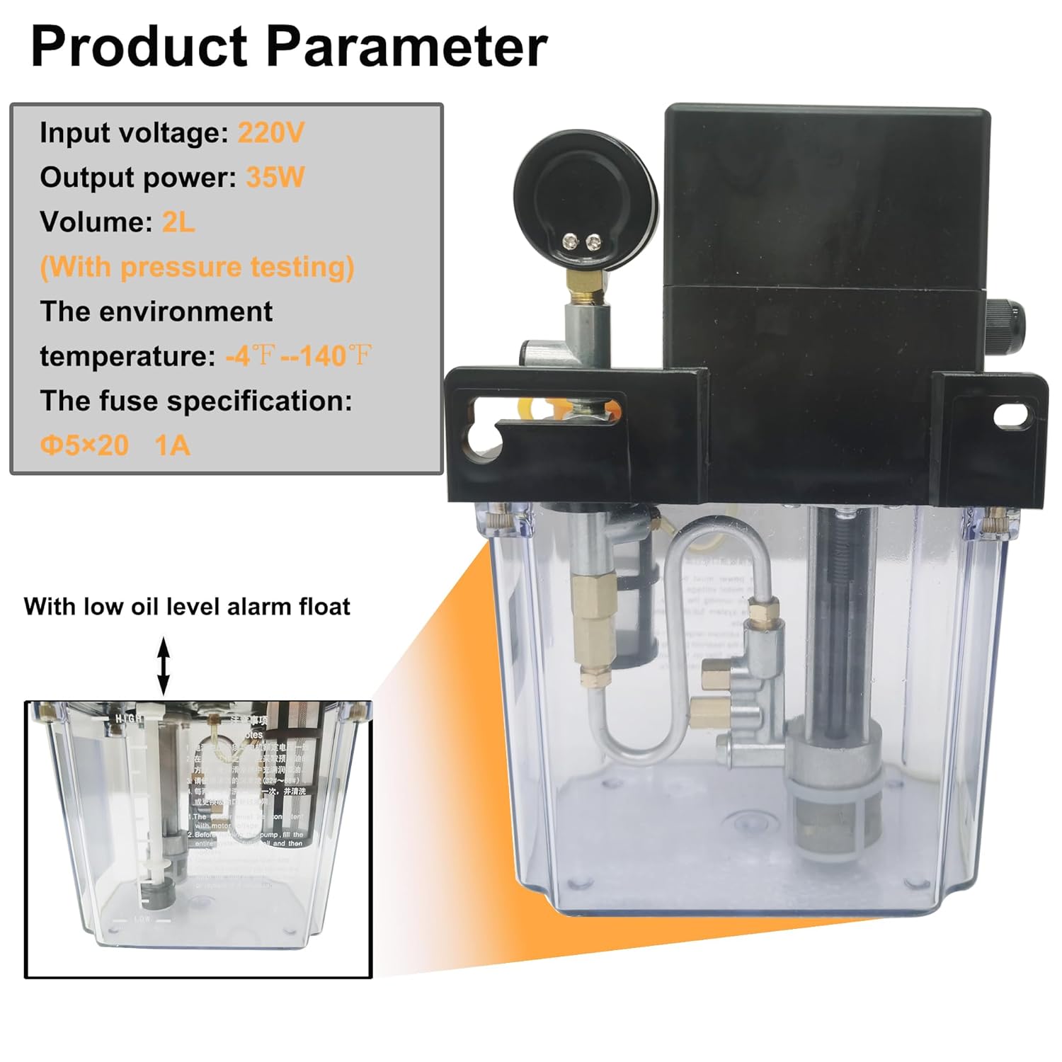 Electric Lubricating Pump Automatic Lubrication Pump Electric Automatic Gear Pump 2L Lubrication Oil Pump with Pressure Detecting and Alarming Function for Lubrication of Gears 220V