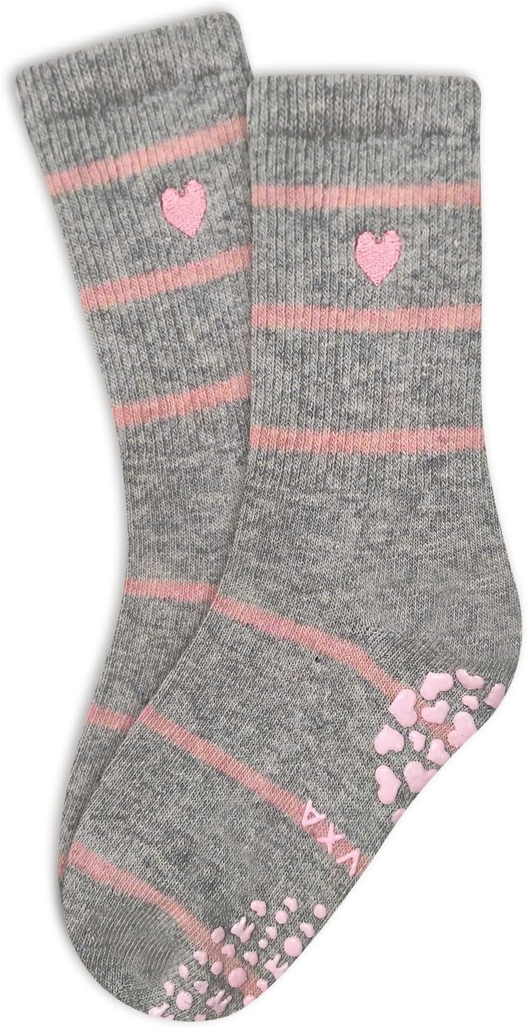 3 Pairs Cute Pilates Grip Socks for Women Heart Striped Non Slip Grip Socks for Yoga, Barre, Barefoot