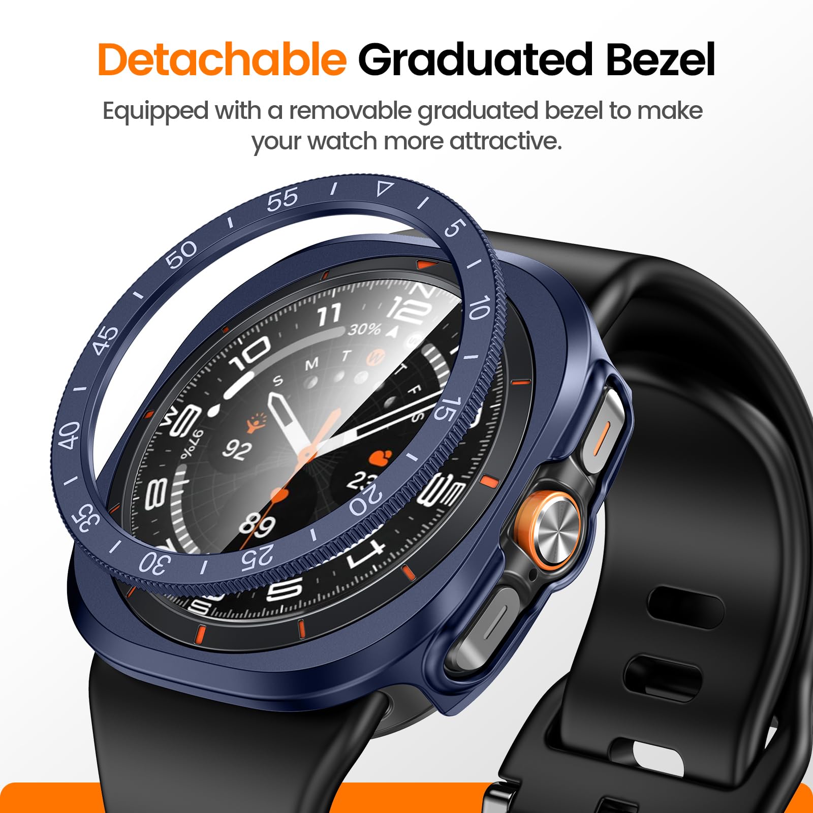 [3 + 3 sztuki] Etui Kamita 3 w 1 do Samsung Galaxy Watch ULTRA 47 mm, 3 folie ochronne ze szkła hartowanego + 3 twarde etui z poliwęglanu + 3 ramki ramka samoprzylepna osłona do Galaxy Watch ULTRA