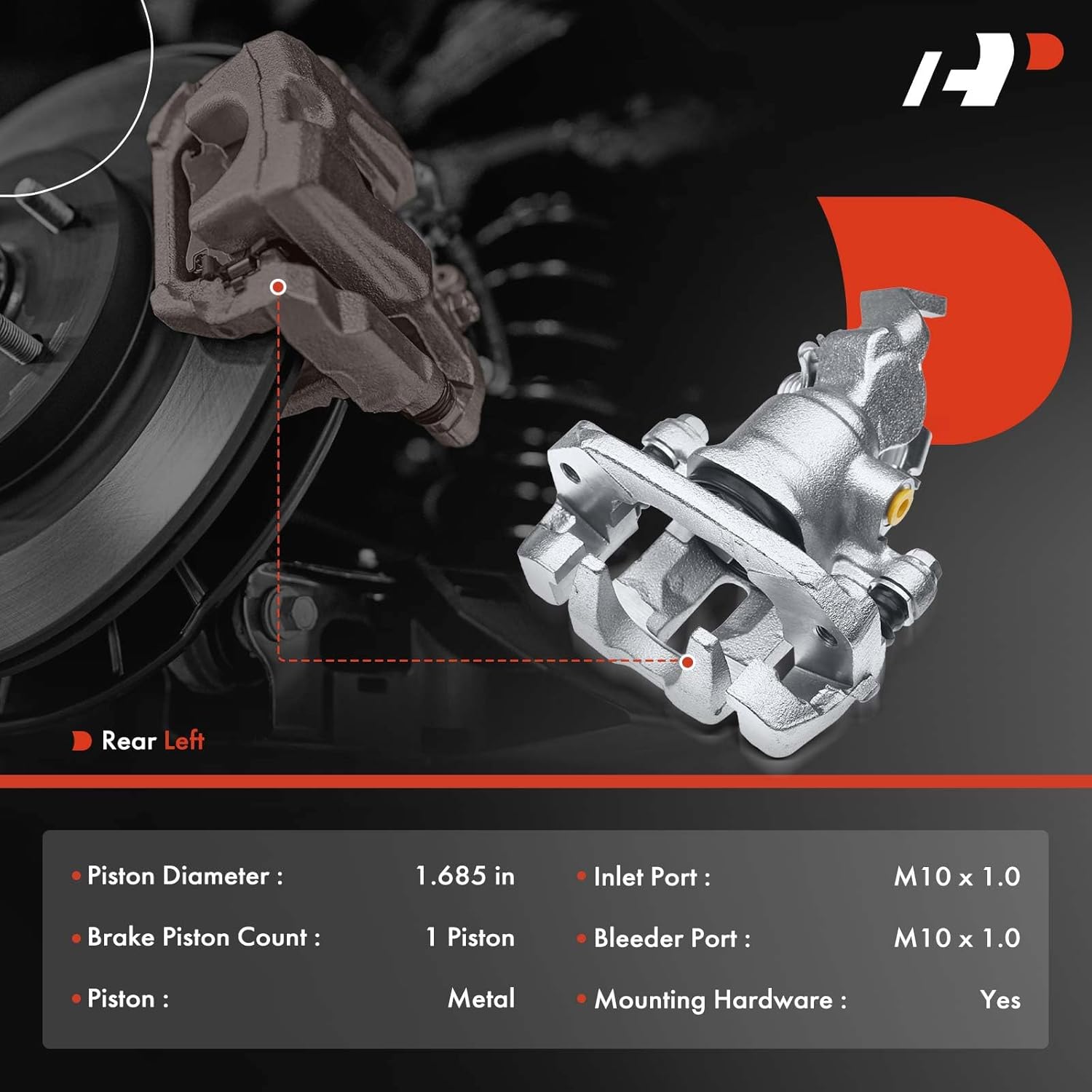 A-Premium Disc Brake Caliper Assembly with Bracket Compatible with Select Nissan Models - 280ZX 1982-1983, L6 2.8L, Coupe - Rear Left Driver Side