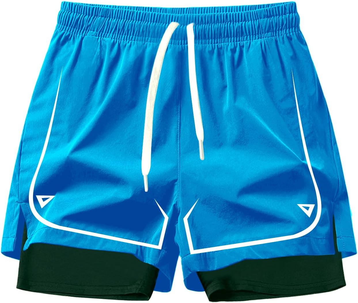 Rulercosplay Anime Double Layer Active Shorts with Phone Pocket Digital Printing 5'' Inseam Funny Board Shorts for Men, Boys