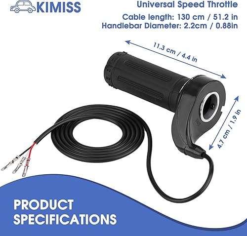 Miniatura 3 de KIMISS Acelerador de motocicleta, agarre universal de acelerador de velocidad de scooter eléctrico con 3 cables 12, 24, 36, 48V
