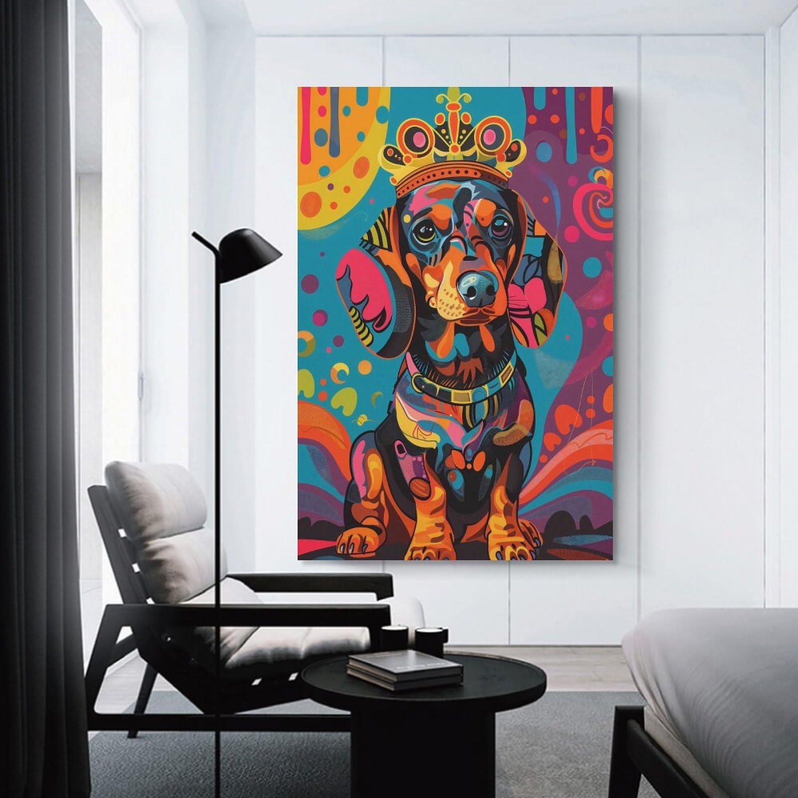 Sinyumoney Boys Unframe-Royal Dachshund Royal Dachshund Wall Pictures Living Room For Room Girls Room Grey Wall Art 20X30inch(50X75cm)